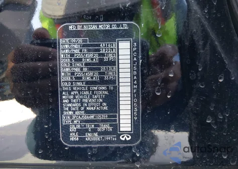 2021 Infiniti Qx50 Luxe из США, поврежденный, VIN 3PCAJ5BA4MF105359